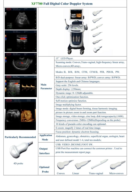 Dispositivo di alta risoluzione 3D 4D della macchina di ultrasuono di doppler di colore cardiaco